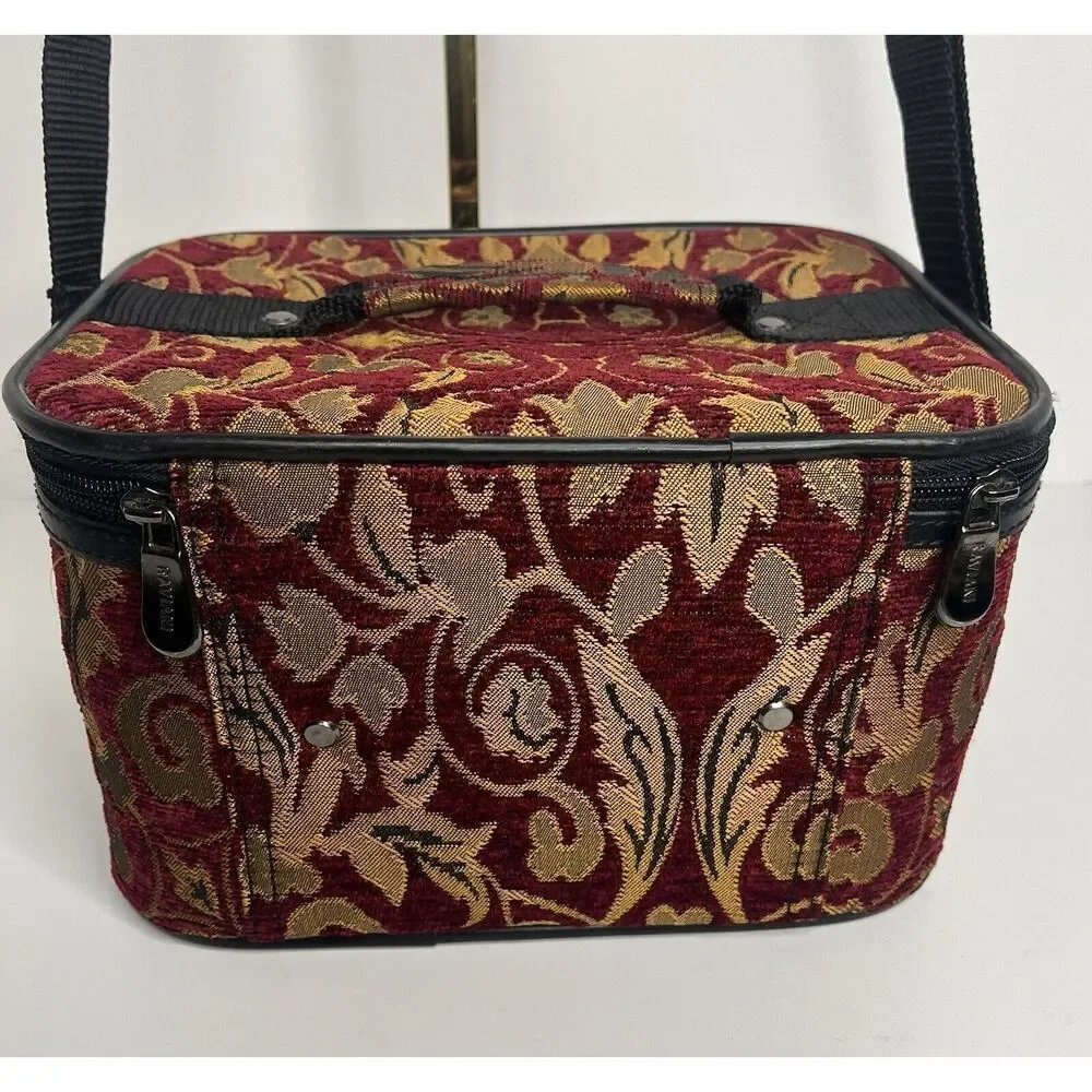 Raviani Red And Gold Tapestry‎ Cosmetic Bag